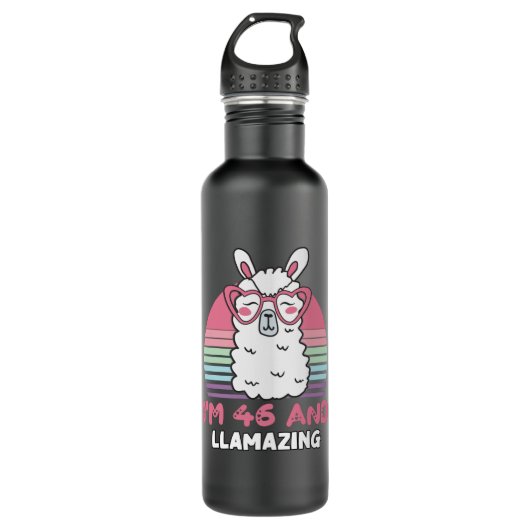 46 jaar oude dag Llamazing Llama 46e verjaardag Waterfles (Voorkant)