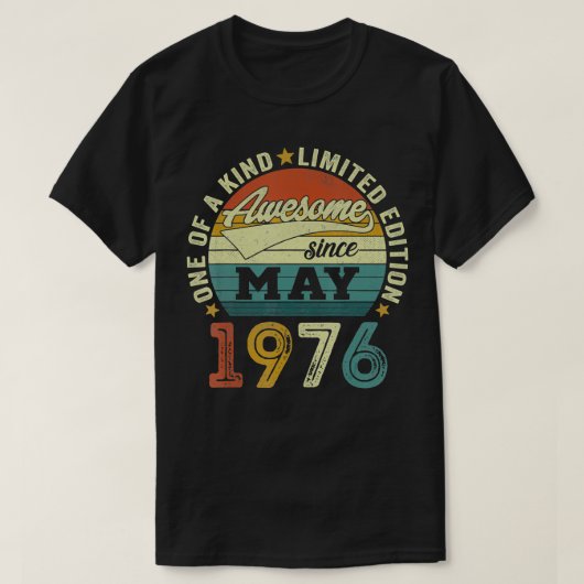 46 jaar oude verjaardag Geweldige sinds mei 1976 4 T-shirt (Design voorkant)