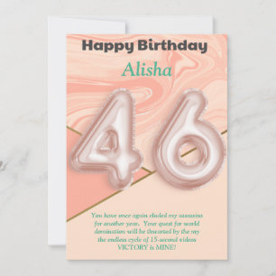 46-jarige meisjes Happy Birthday-kaart