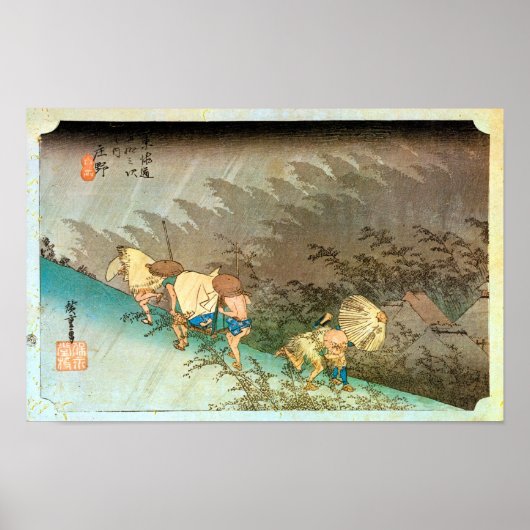 46. Shōno-juku, Hiroshige, Ukiyo-e Poster (Voorkant)