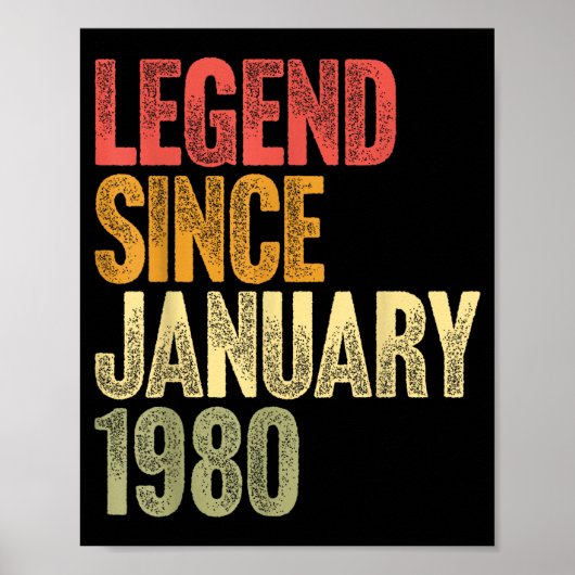 46 Year Old Legend Since January 1980 Retro 46th B Poster (Voorkant)