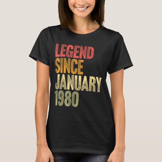 46 Year Old Legend Since January 1980 Retro 46th B T-shirt (Voorkant)