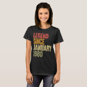 46 Year Old Legend Since January 1980 Retro 46th B T-shirt (Voorkant volledig)