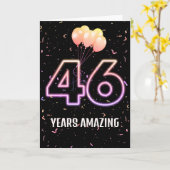 46e Birthday-ballonnen en Confetti Kaart (Gele Bloem)