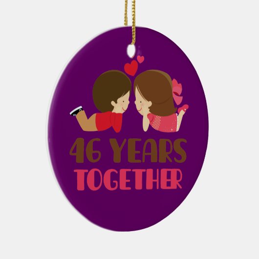 46e bruiloft Jubileum cadeau voor haar Keramisch Ornament (Rechts)