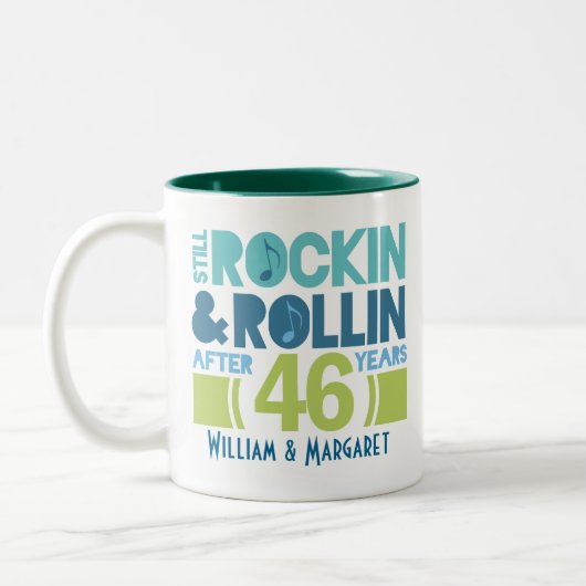 46e Jubileum persoonlijke microscoopcadeau Tweekleurige Koffiemok (Links)