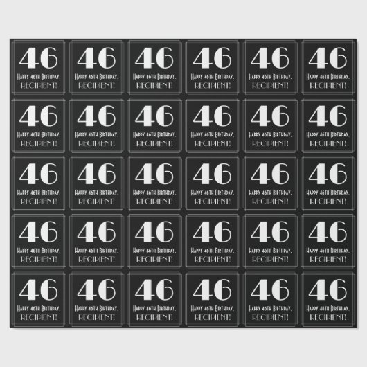 46e verjaardag - Art Deco Geïnspireerde look "46", Cadeaupapier (Zoom)
