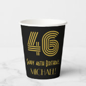 46e verjaardag: Art Deco Geïnspireerde look "46" e Papieren Bekers (Achterkant)