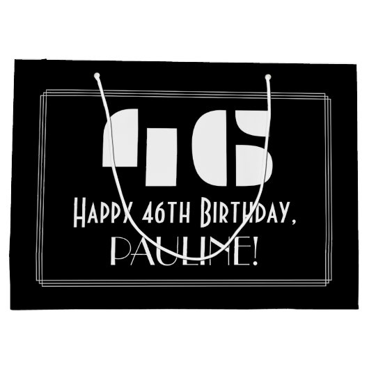 46e verjaardag ~ Art Deco geïnspireerde look "46"  Groot Cadeauzakje (Achterkant)