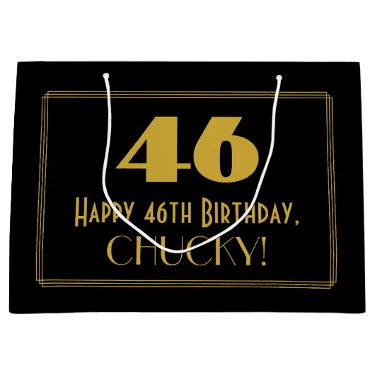 46e verjaardag — Art Deco Geïnspireerde look "46"  Groot Cadeauzakje (Voorkant)