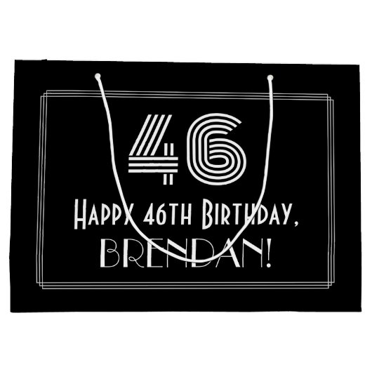 46e verjaardag — Art Deco Geïnspireerde look "46"  Groot Cadeauzakje (Achterkant)
