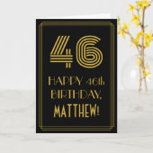 46e verjaardag: Art Deco geïnspireerde look "46" & Kaart (Gele Bloem)