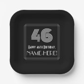 46e verjaardag — Art Deco Geïnspireerde look "46"  Papieren Bordje (Voorkant)