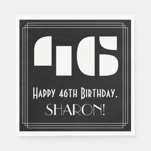 46e verjaardag: Art Deco Geïnspireerde look "46" + Servet (Voorkant)