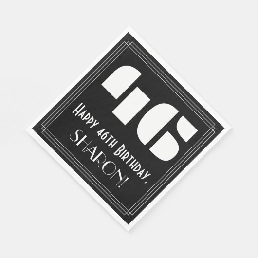 46e verjaardag: Art Deco Geïnspireerde look "46" + Servet (Hoek)