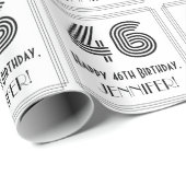 46e verjaardag: Art Deco Geïnspireerde stijl "46"  Cadeaupapier (Rol Hoek)