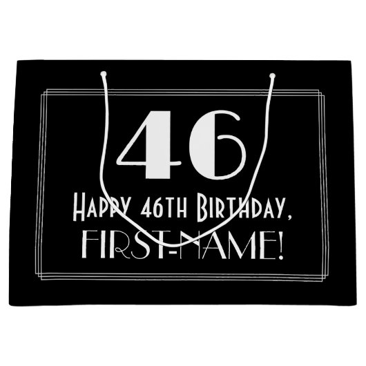 46e verjaardag: Art Deco Geïnspireerde stijl "46", Groot Cadeauzakje (Voorkant)