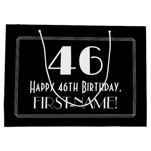 46e verjaardag: Art Deco Geïnspireerde stijl "46", Groot Cadeauzakje (Achterkant)