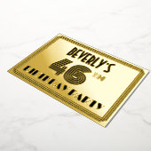 46e verjaardag — Art Deco Style "46" en naam Folie Uitnodiging (Gedraaid)