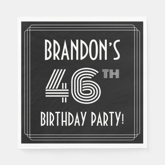 46e verjaardag: Art Deco Style + aangepaste naam Servet (Voorkant)