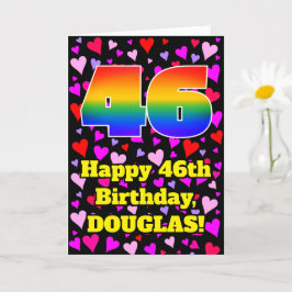 46e verjaardag: Beeldende hartenpatronen, regenboo Kaart