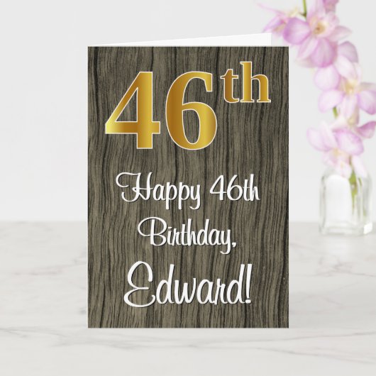 46e verjaardag: Elegant Faux Gold Look #, Faux Woo Kaart (Orchidee)