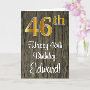 46e verjaardag: Elegant Faux Gold Look #, Faux Woo Kaart