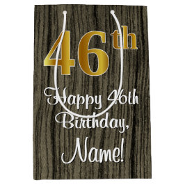 46e verjaardag: Elegant Faux Gold Look #, Faux Woo Medium Cadeauzakje