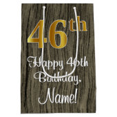 46e verjaardag: Elegant Faux Gold Look #, Faux Woo Medium Cadeauzakje (Achterkant)