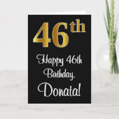 46e verjaardag ~ Elegant Luxe Faux Gold Look # Kaart (Voorkant)