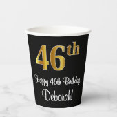46e verjaardag - Elegante luxe Faux Gold look # Papieren Bekers (Voorkant)