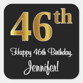 46e verjaardag - Elegante luxe Faux Gold look # Vierkante Sticker