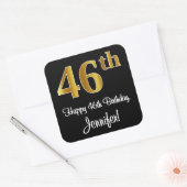 46e verjaardag - Elegante luxe Faux Gold look # Vierkante Sticker (Envelop)