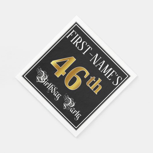 46e verjaardag — Fancy script, Faux Gold look Servet (Hoek)