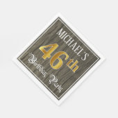 46e verjaardag — Faux Gold & Faux Wood Ziet er uit Servet (Hoek)