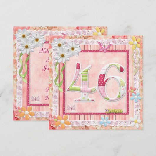 46e verjaardag feest scrapbooking stijl kaart (Voorkant / Achterkant)