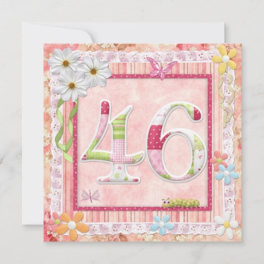 46e verjaardag feest scrapbooking stijl kaart (Voorkant)