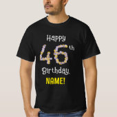46e verjaardag: Floral Flowers Number "46" + naam T-shirt (Voorkant)