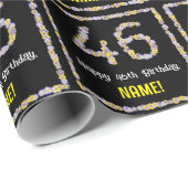 46e verjaardag: Floral Flowers Number, Custom Name Cadeaupapier (Rol Hoek)