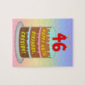 46e verjaardag: Fun Cake and Candles + Custom Name Legpuzzel (Horizontaal)
