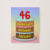 46e verjaardag: Fun Cake and Candles + Custom Name Legpuzzel (Verticaal)