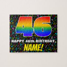 46e verjaardag — Fun, Colorful Music Symbols & "46