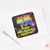 46e verjaardag: Fun Fireworks Kijk, regenboog # 46 Vierkante Sticker (Envelop)