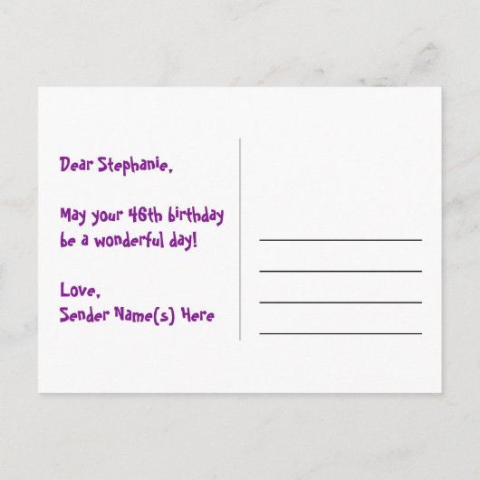 46e verjaardag: Fun Hearts Pattern, Regenboog 46 Briefkaart (Achterkant)