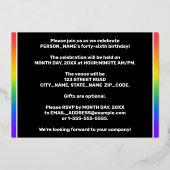 46e verjaardag: Fun, kleurrijk regenboogpatroon Folie Uitnodiging (Achterkant)