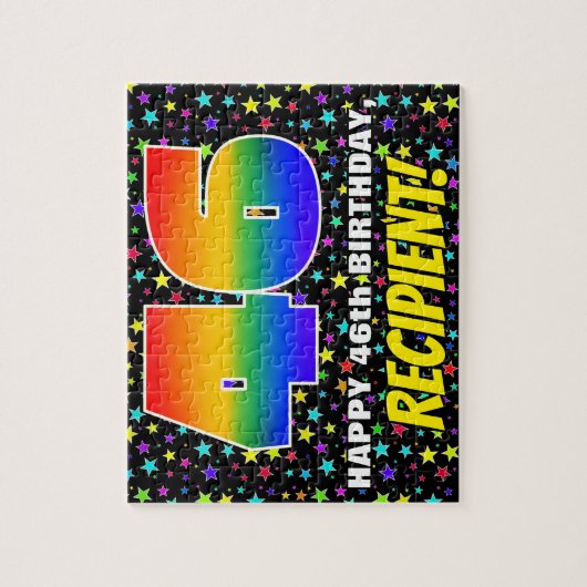 46e verjaardag — Fun, kleurrijk Star Field Pattern Legpuzzel (Verticaal)