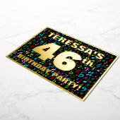 46e verjaardag — Fun, kleurrijke muzieksymbolen Folie Uitnodiging (Gedraaid)