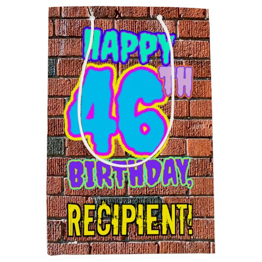 46e verjaardag: Fun, Urban Graffiti geïnspireerd K Medium Cadeauzakje (Voorkant)