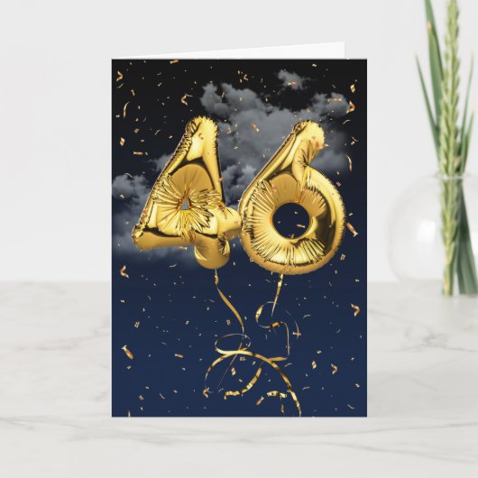 46e verjaardag Gold Mylar ballon en Confetti Card Kaart (Voorkant)