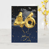 46e verjaardag Gold Mylar ballon en Confetti Card Kaart (Gele Bloem)